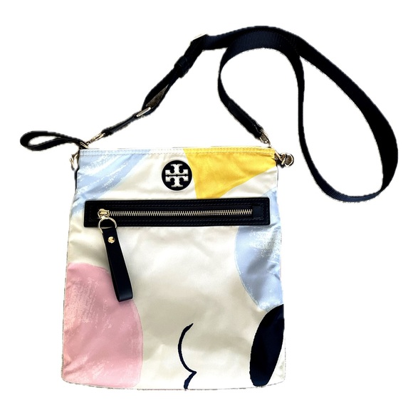 Tory Burch Handbags - Tory Burch Tilda Navy & White Printed Multicolor Nylon Crossbody Messenger Bag